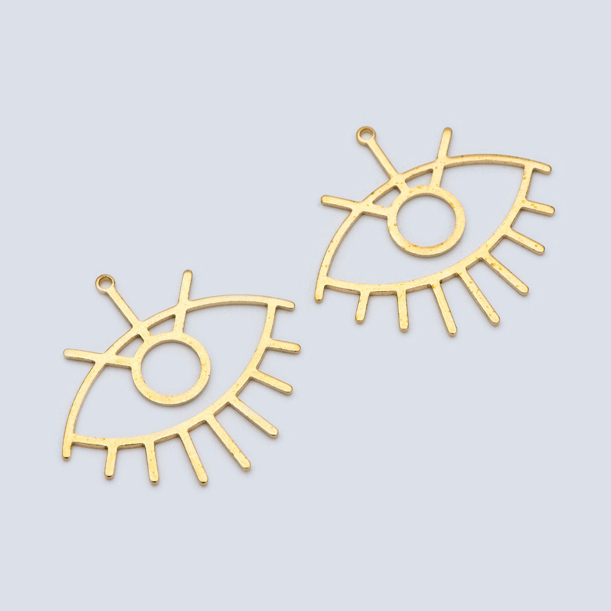 10pcs Raw Brass Evil Eye Charm Pendants 36mm (RB-189)